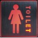 EL54 Светильник аккумуляторный, 1 LED/1W 230V, AC "Туалет женский" красный 110*110*20 mm, серебристый